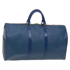 LOUIS VUITTON Epi Keepall 50 Boston Bag Blue M42965